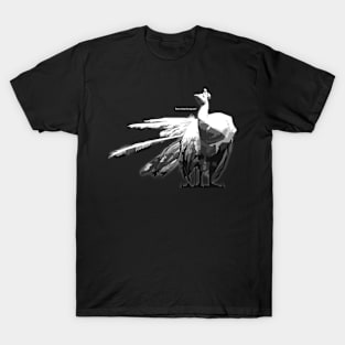 Sad Peacock does it hurt loving me? in grayscale T-Shirt